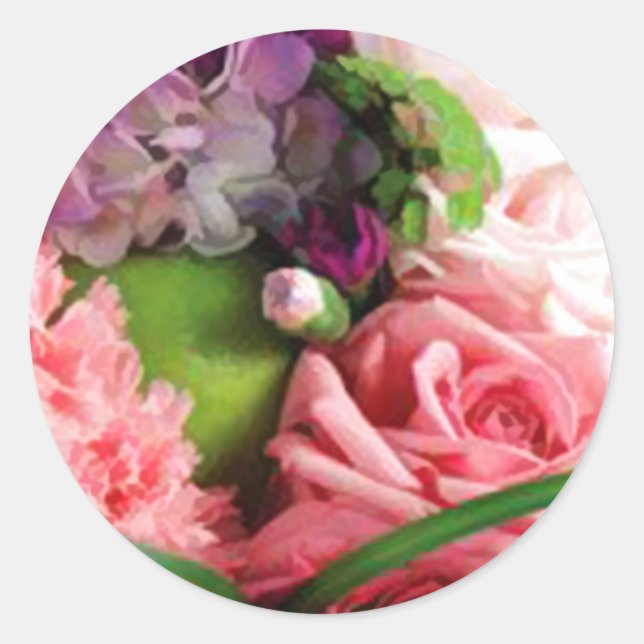 Adesivo Redondo Vinhetas De Casamento Floral (Frente)