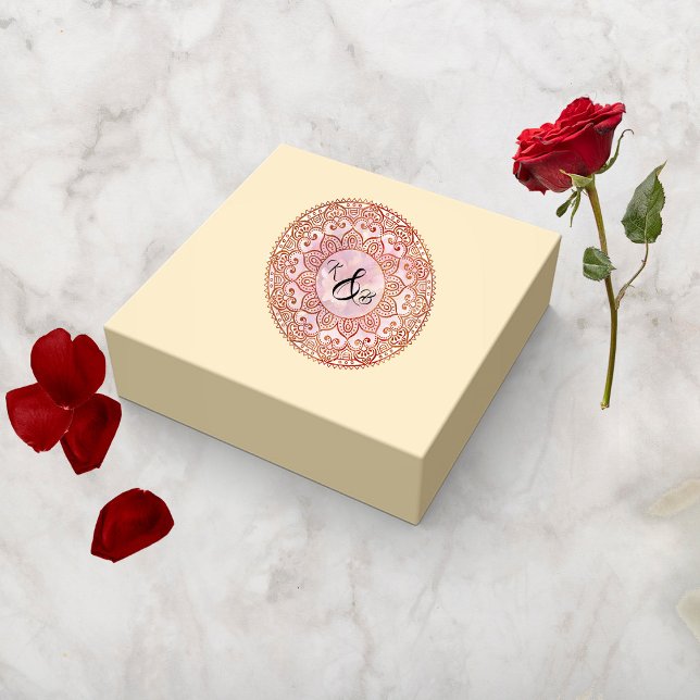 Adesivo Redondo Vinhetas de Casamento Gorgeous Mehndi (Criador carregado)