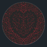 Adesivo Redondo Vinhetas de Casamento Gótico de Coração Vermelho e<br><div class="desc">Nossos lindos Sticks de Casamento Gótico do Coração Vermelho e Negro são escuros,  mas adoráveis com nosso design de rolagem artístico. Eles foram projetados em uma coleção de vários itens para que todo o seu casamento possa ser coordenado com o mesmo estilo!</div>