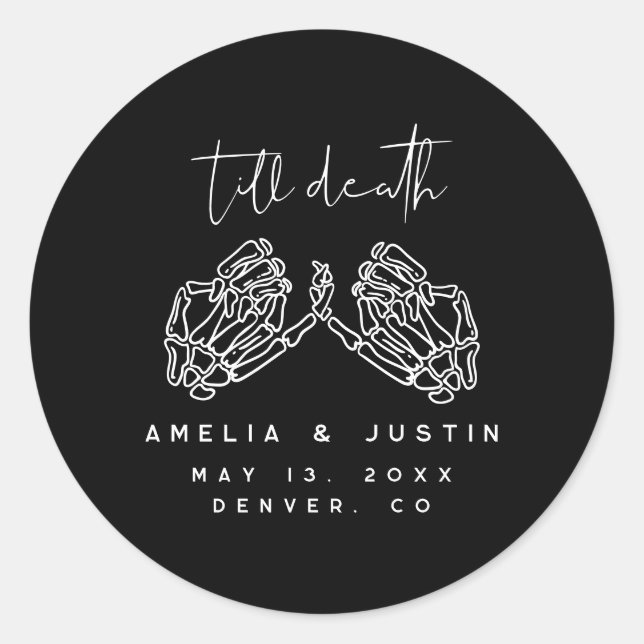 Adesivo Redondo Vinhetas De Casamento Gótico Do Halloween (Frente)