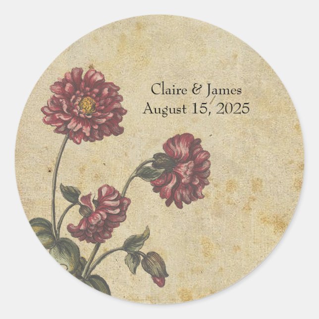 Adesivo Redondo Vinhetas de Casamento Gótico-Romance - Escuro e El (Frente)