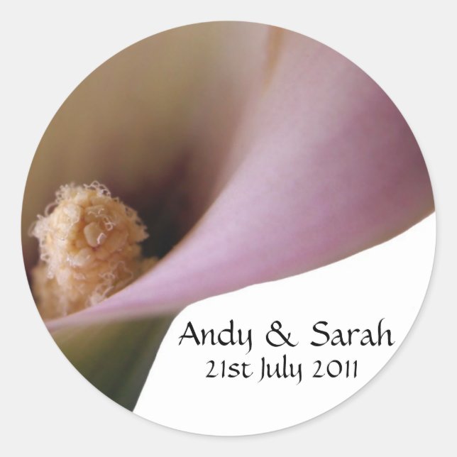 Adesivo Redondo Vinhetas de Casamento Lilly Rosa (Frente)