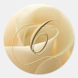Adesivo Redondo Vinhetas de Casamento Monograma - letra C