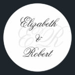 Adesivo Redondo Vinhetas de Casamento Monograma, Nome de Luxo Mini<br><div class="desc">Vinhetas de Casamento Monograma,  Nome de Luxo Minimalista</div>