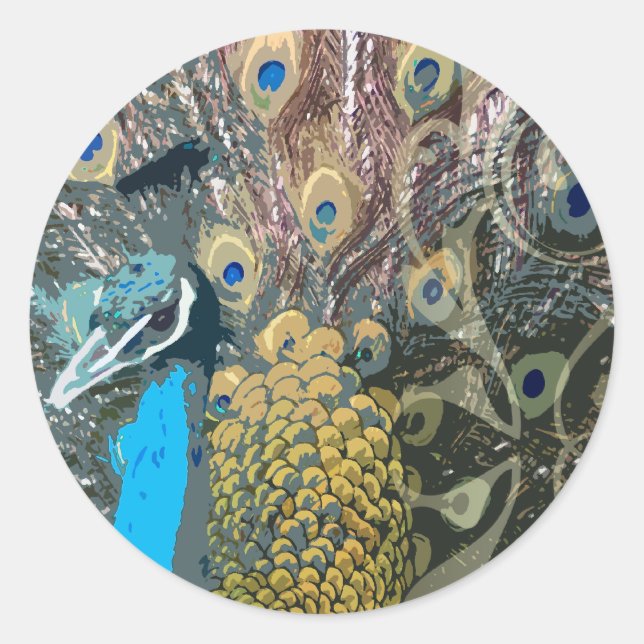 Adesivo Redondo Vinhetas de Casamento Peacock Elegante (Frente)
