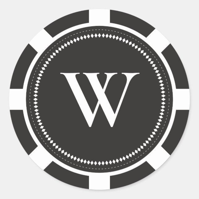Adesivo Redondo Vinhetas de Casamento Poker Chip - Preto (Frente)