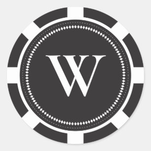 Adesivo Redondo Vinhetas de Casamento Poker Chip - Preto