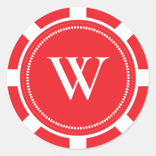 Adesivo Redondo Vinhetas de Casamento Poker Chip - Vermelho
