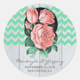 Adesivo Redondo vinhetas de casamento ruidosas e cor-de-rosa