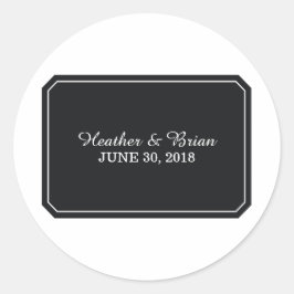Adesivo Redondo Vinhetas de Casamento Simplesmente Elegante Preto