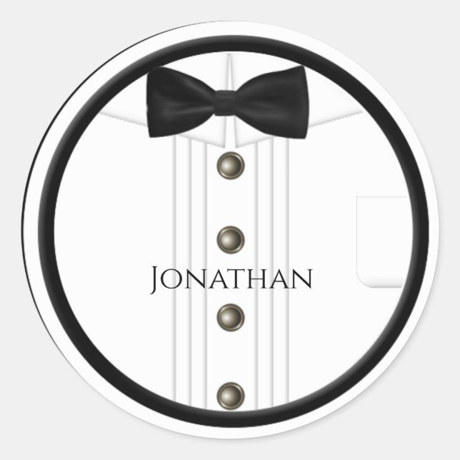 Adesivo Redondo Vinhetas de Casamento Tux (Frente)