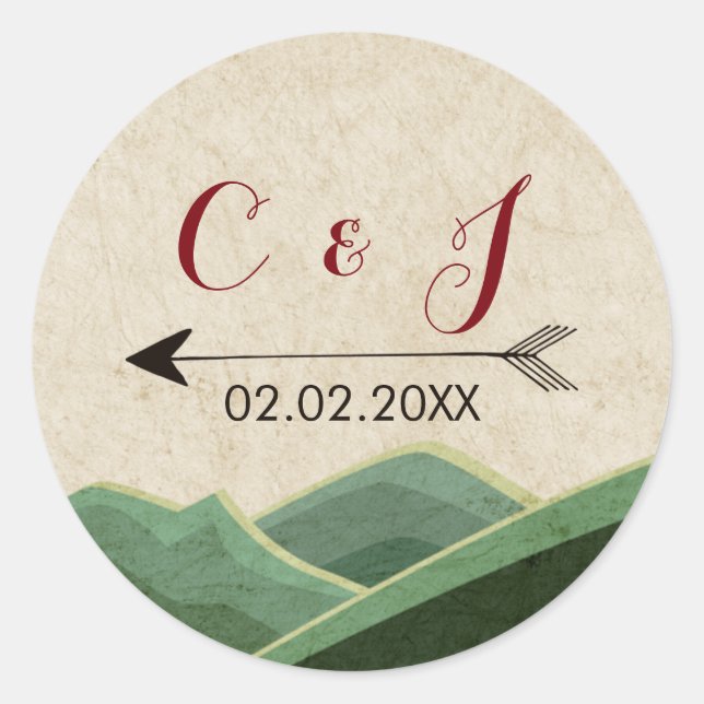 Adesivo Redondo Vinhetas de casamentos Rustic Camping (Frente)