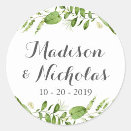 Adesivo Redondo Vinhetas de casamentos verdes, verde
