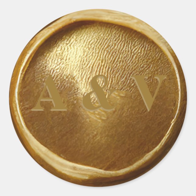 Adesivo Redondo Vinhetas de cascas de cera Dourada, com granulomet (Frente)