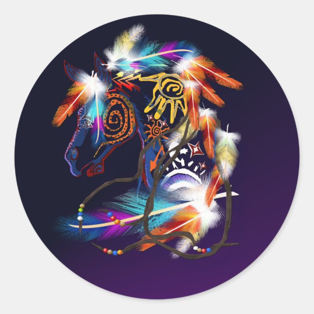 Adesivo Redondo Vinhetas de Cavalo Bril (Frente)