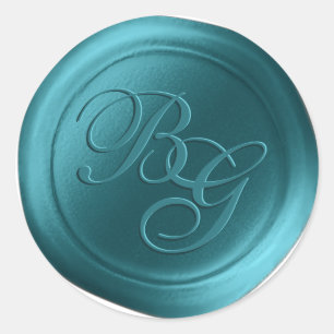 Adesivo Redondo Vinhetas de cera de cera azul teal