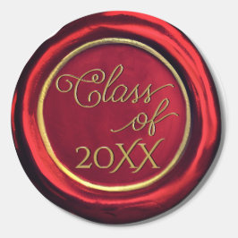 Adesivo Redondo Vinhetas De Cera De Classe Vermelha E Dourada