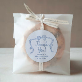 Adesivo Redondo Vinhetas de Chá de fraldas de Arco Azul Desenhado 