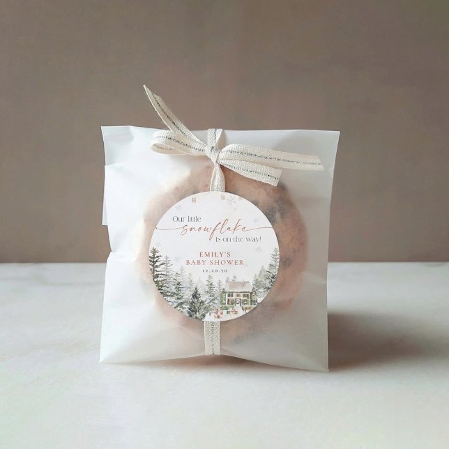 Adesivo Redondo Vinhetas de Chá de fraldas de inverno (Criador carregado)