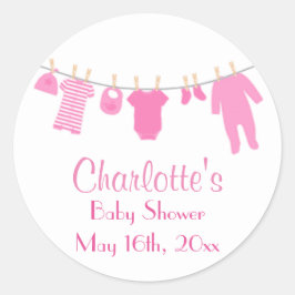 Adesivo Redondo Vinhetas de Chá de fraldas de roupas pequenas, cor