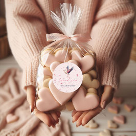 Adesivo Redondo Vinhetas de Chá de fraldas de Tempestade, cor-de-r