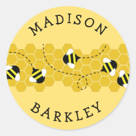 Adesivo Redondo Vinhetas de colmeia de abelhas