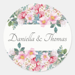 Adesivo Redondo Vinhetas de Convite para Casamento de Jardins Frag