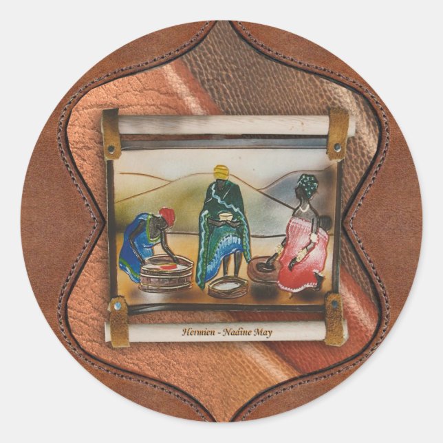 Adesivo Redondo Vinhetas de couro (Frente)