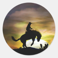 Vinhetas de cowboy e Bucking cavalos