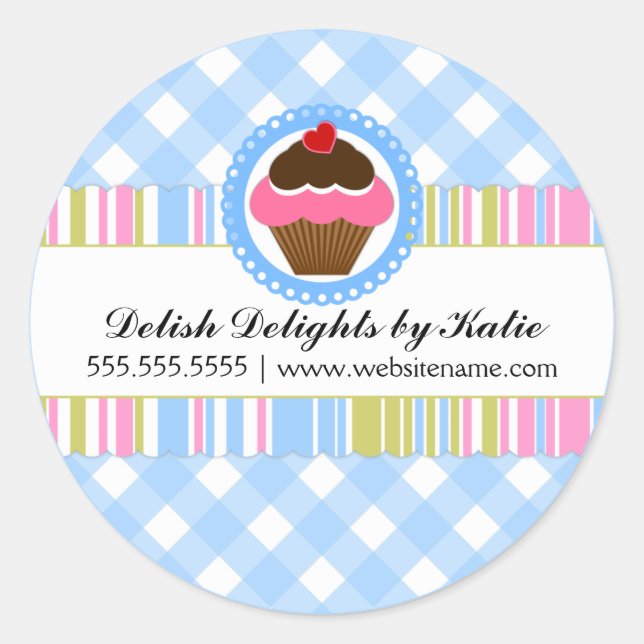 Adesivo Redondo Vinhetas de cupcake (Frente)