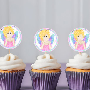 Adesivo Redondo Vinhetas de Cupcake de fadas