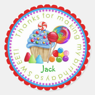 Adesivo Redondo Vinhetas de Cupcake de terra doce
