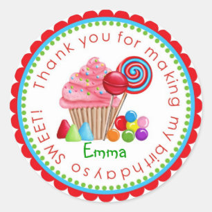 Adesivo Redondo Vinhetas de Cupcake de terra doce