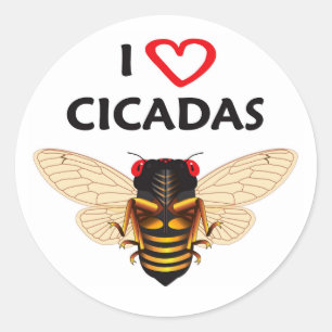 Adesivo Redondo Vinhetas de Design de Cicada Periódica Whimsical