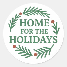Adesivo Redondo Vinhetas de Design de Wreath Natal Festivas