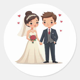 Adesivo Redondo Vinhetas de Dia de Casamento Encantadas