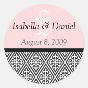 Adesivo Redondo Vinhetas de diamantes Monogramas dão selos