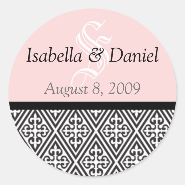 Adesivo Redondo Vinhetas de diamantes Monogramas dão selos (Frente)