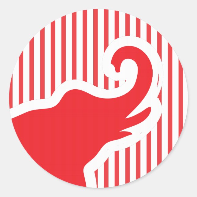 Adesivo Redondo vinhetas de elefante vermelho. (Frente)