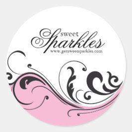 Adesivo Redondo Vinhetas de embalagem na moda cor-de-rosa e pretas