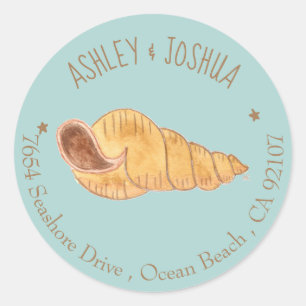 Adesivo Redondo Vinhetas de Endereço de Devolução Azul de Cera Aqu