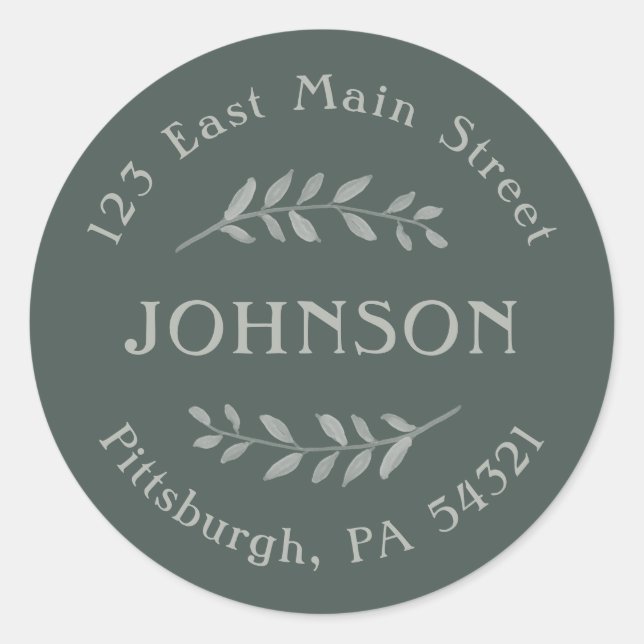 Adesivo Redondo Vinhetas de endereço de devolução de ramificação d (Frente)