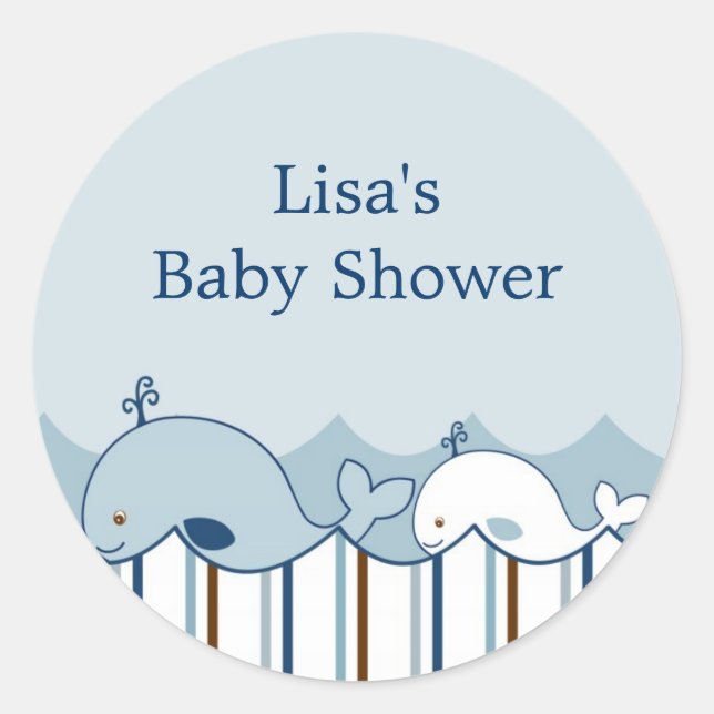 Adesivo Redondo Vinhetas de envelope de baleia náutica (Frente)