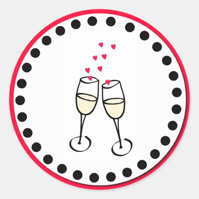 Adesivo Redondo Vinhetas de Envelope de Brinde de Casamento (Frente)