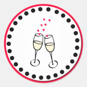 Adesivo Redondo Vinhetas de Envelope de Brinde de Casamento