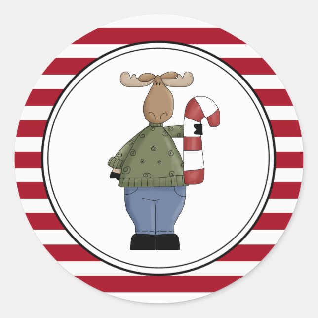 Adesivo Redondo Vinhetas de envelope de Natal Chrismoose (Frente)