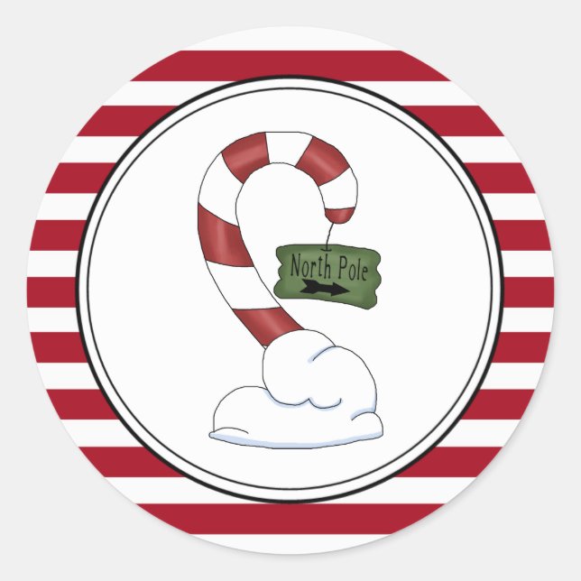 Adesivo Redondo Vinhetas de envelopes de férias do Polo Norte (Frente)
