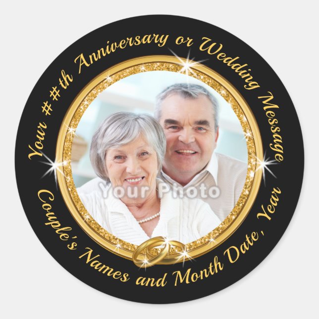 Adesivo Redondo Vinhetas de envelopes Dourados personalizados para (Frente)