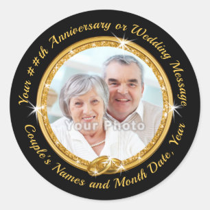 Adesivo Redondo Vinhetas de envelopes Dourados personalizados para