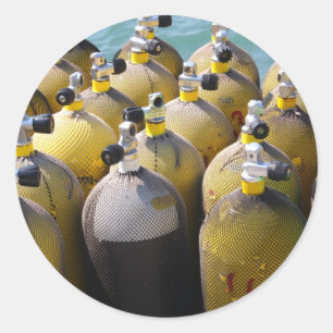 Adesivo Redondo Vinhetas de equipamento de mergulho Scuba